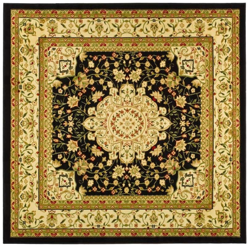 SAFAVIEH Lyndhurst Apolonija Traditional Oriental Rug - 8' Square - Black/Ivory