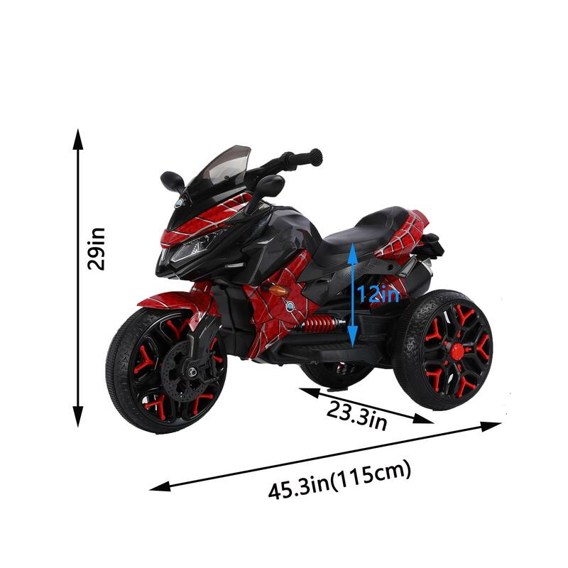 12V Kids Electric Ride-On Motorcycle with Manual Throttle, LED Wheel Lights, Bluetooth Music- Battery Powered Motorbike