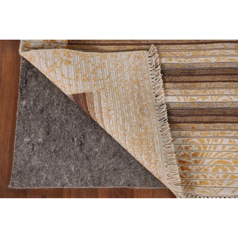 Yellow Modern Abstract Accent Rug Handmade Wool Carpet - 2'8"x 4'11"