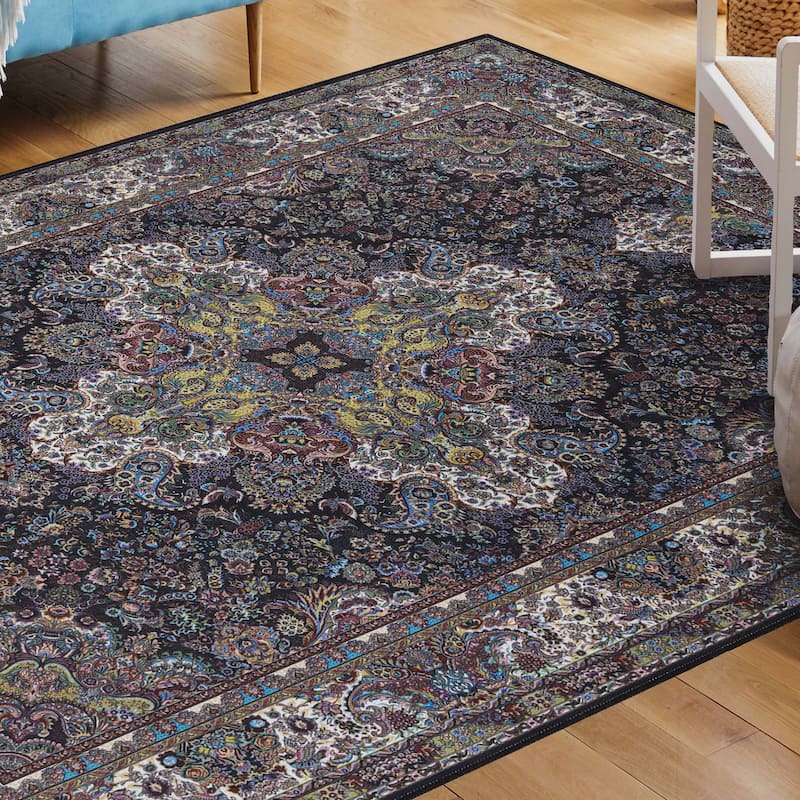 Superior Flamingo Medallion Machine Washable Indoor Area Rug or Runner