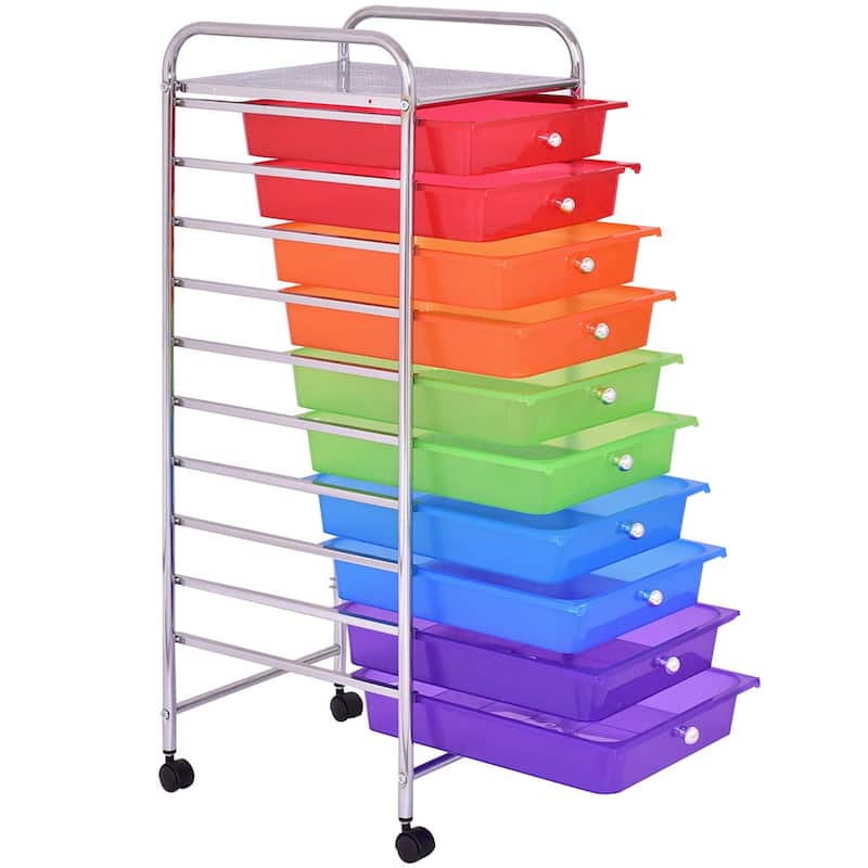 Costway 10 Drawer Rolling Storage Cart Scrapbook Paper Office School