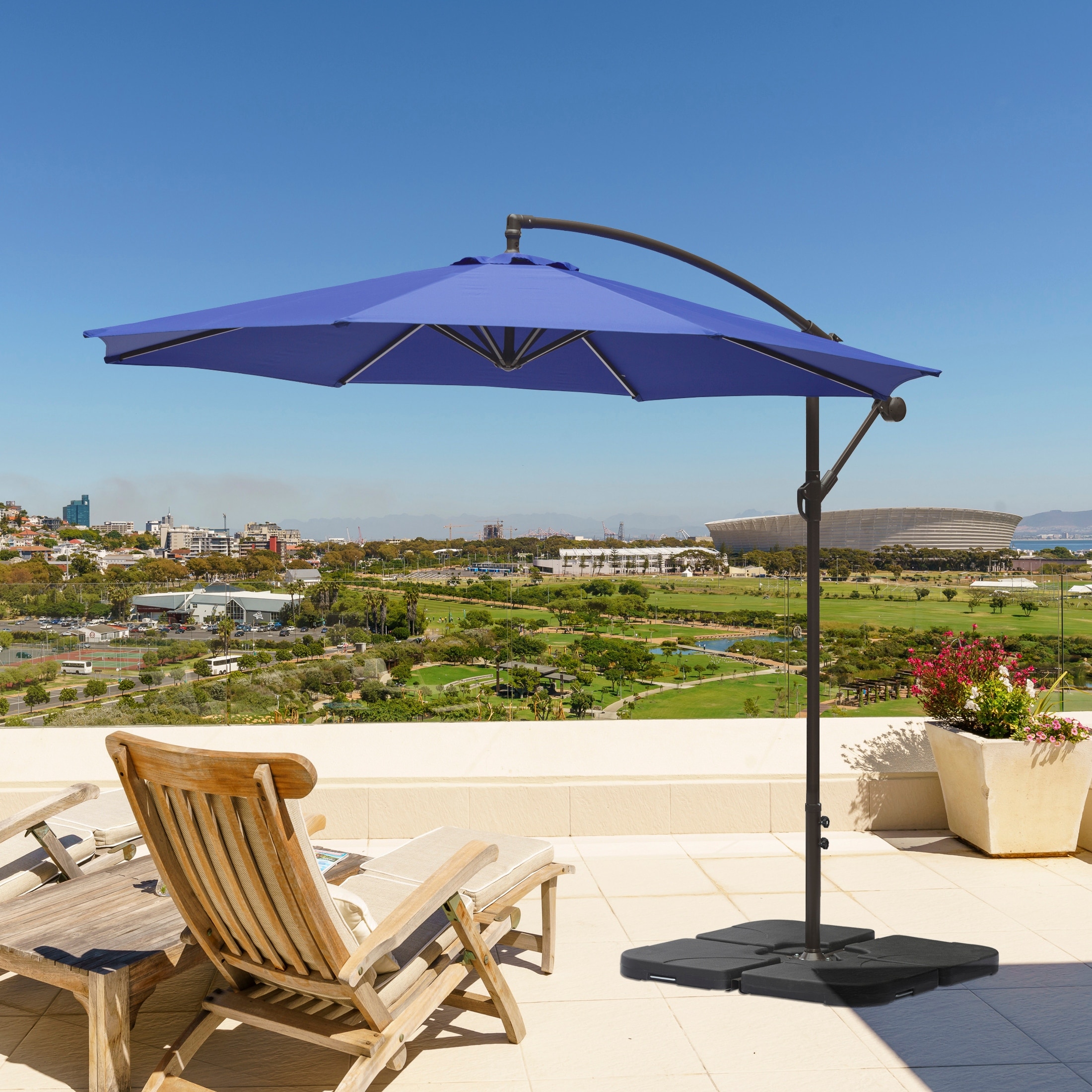 le papillon 10 ft cantilever hanging patio umbrella 10x10 Outdoor Large Aluminum and then install the plastic cover Treasure Garden 10x13 Foot Cantilever