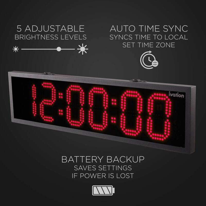 Ivation Large Digital Clock, Led Wall Clock with Stopwatch, Alarms, Timer & Remote, White