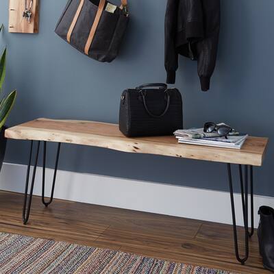 Carbon Loft Czuchry Hairpin Natural Live Edge Wood with Metal Bench