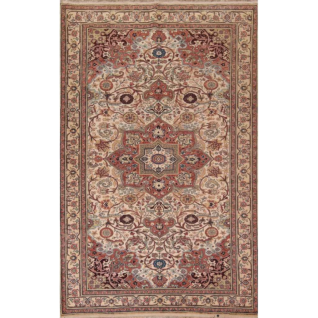 Floral Anatolian Vintage Area Rug Handmade Oriental Wool Carpet - 6'5" X 9'7"