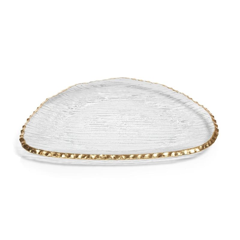 Cassiel Organic Shape Plates with Jagged Gold Rim, Set of 3