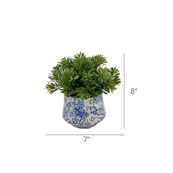 Faux Herbs in Blue Toile Ceramic Vases (Set of 3) Bed Bath & Beyond 36246278