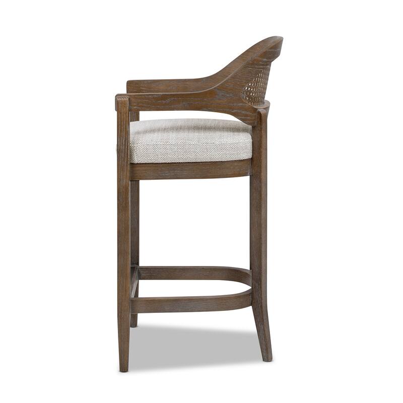 Americana Modern Cane Back Bar Stool - Counter or Bar Height - 26 or 30 Inch - Solid Oak Wood Frame - No Assembly Required
