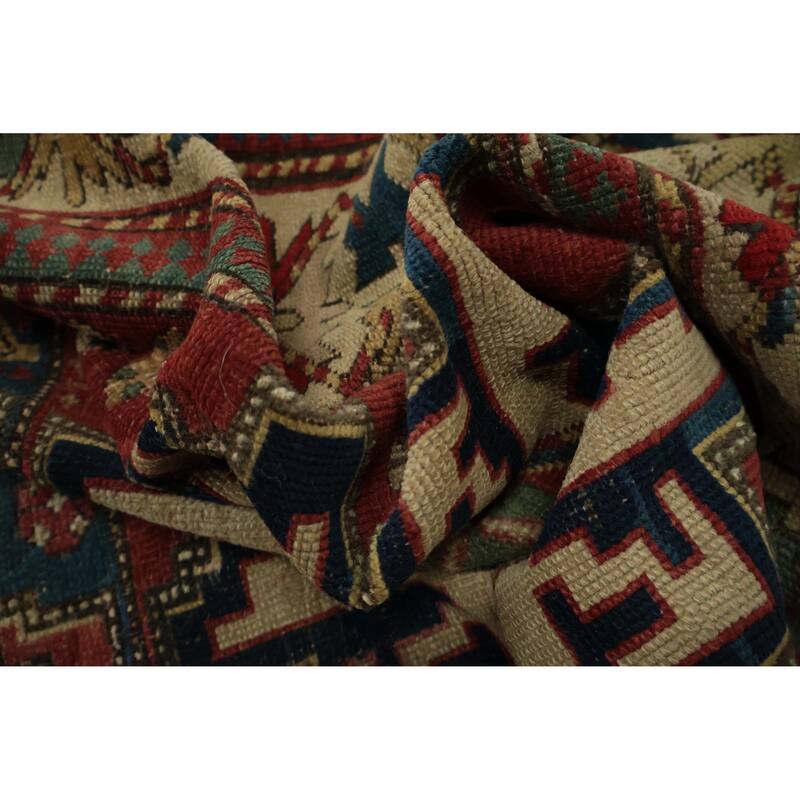 Hand Knotted Oriental 100% Wool Carpet Traditional Tribal Red Kazak Area Rug - 5' 6'' X 3' 3''