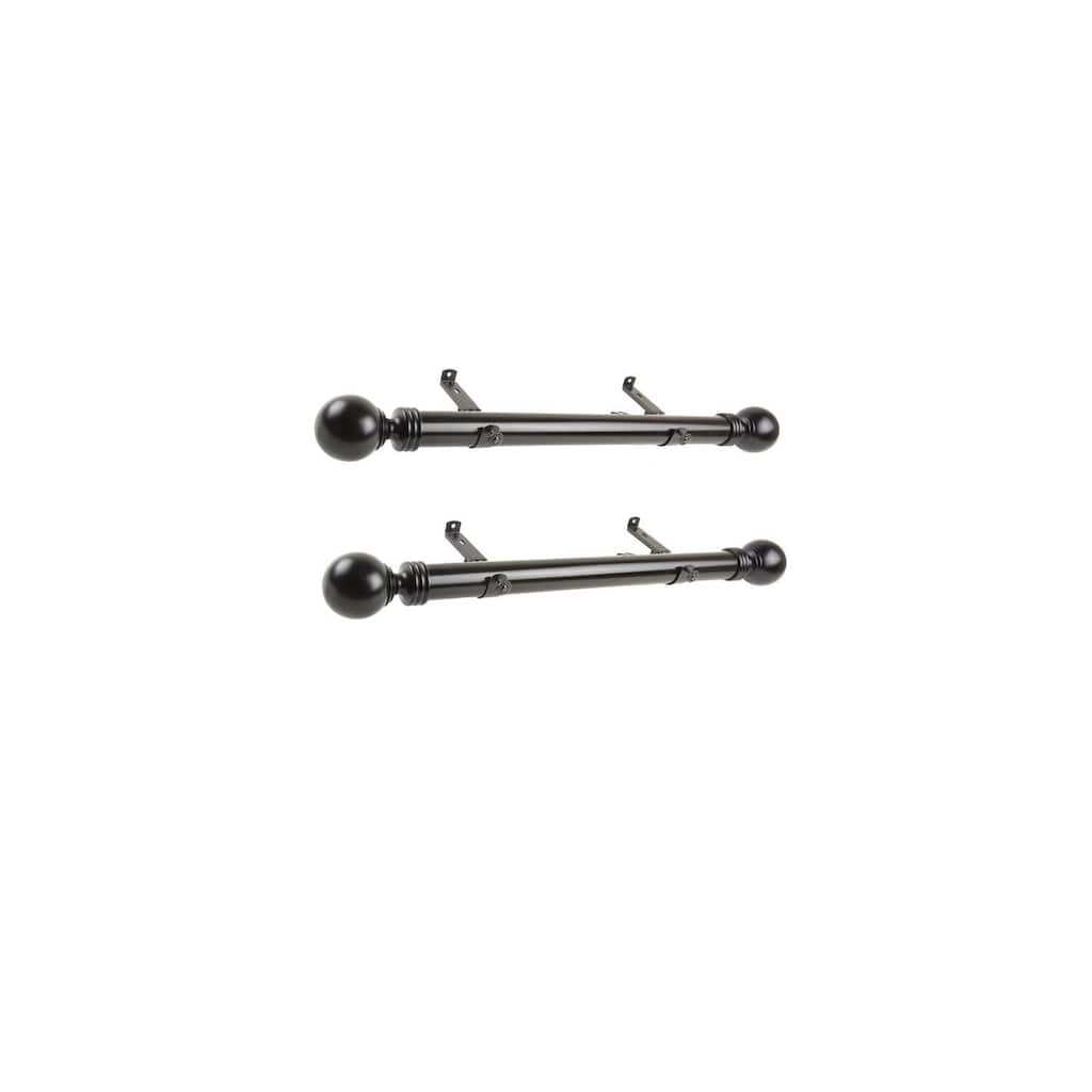 Steel Curtain Rods Set - Black Drapery Rods with Finials, 12-20 Inch Adjustable - M