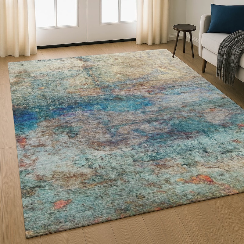 Premium Washable Super Soft Abstract Chic Mayfield Rug - Teal - 3' x 5'