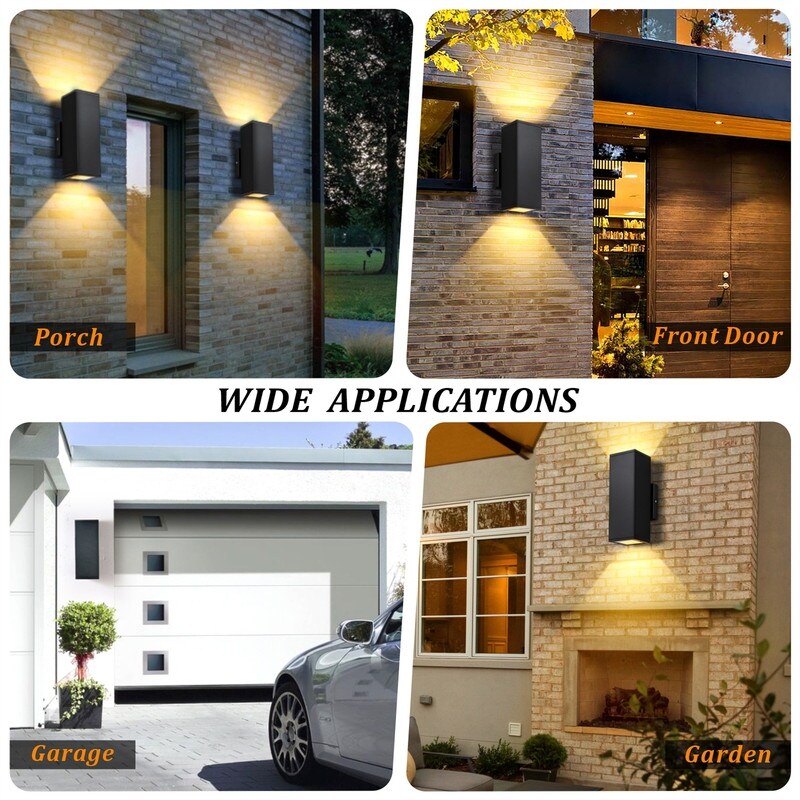 MYHXQ Outdoor Wall Light Fixtures 2-Pack – 9.76" Matte Black Exterior Lanterns, Waterproof & Rust-Proof, E26 Socket For Front Door, Garage, Patio
