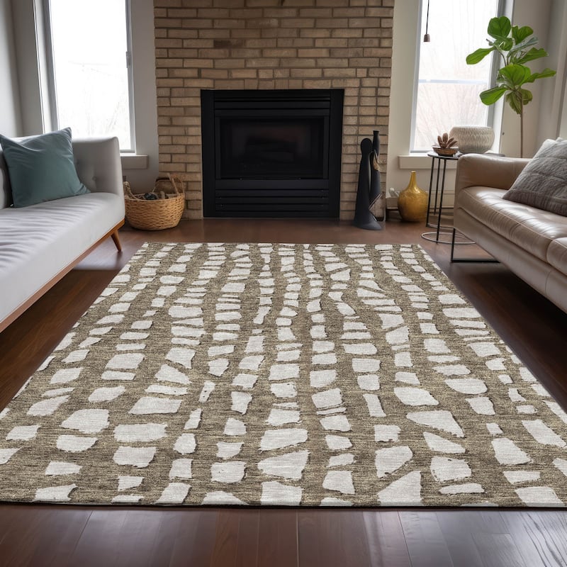Machine Washable Indoor/ Outdoor Chantille Modern Abstract Rug