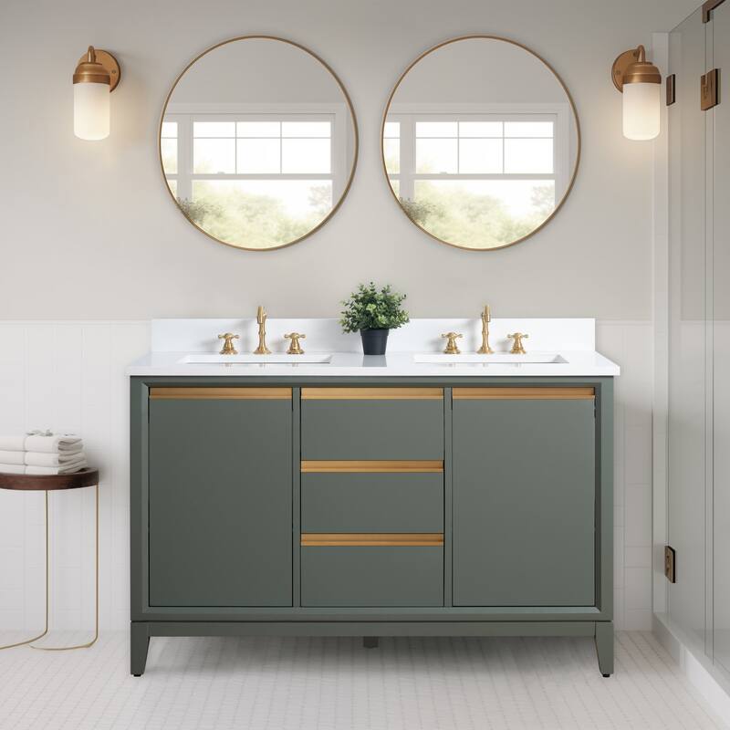 Vanity Art Bathroom Vanity with Ceramic Sink and Engineered Marble Top