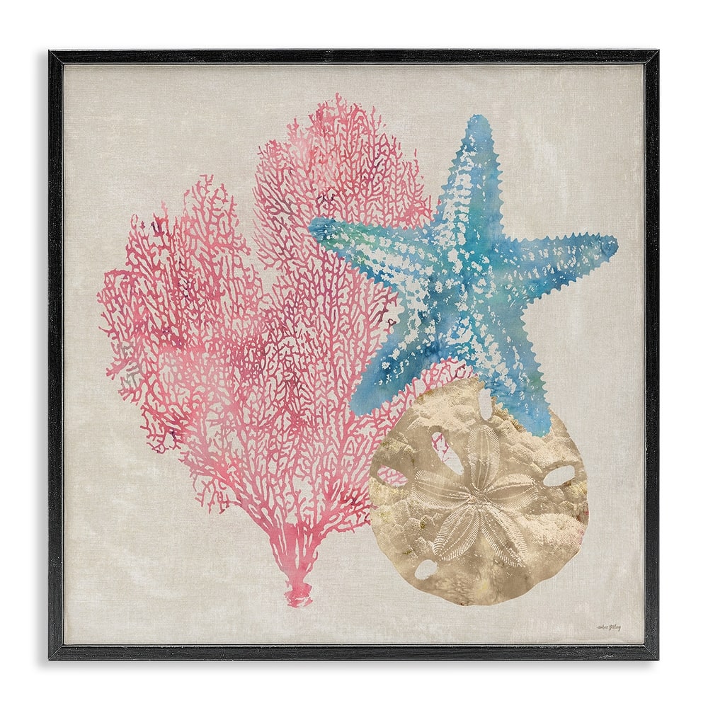 Stupell Sea Life Trio on Beige Framed Giclee Art Design By Amber Sterling