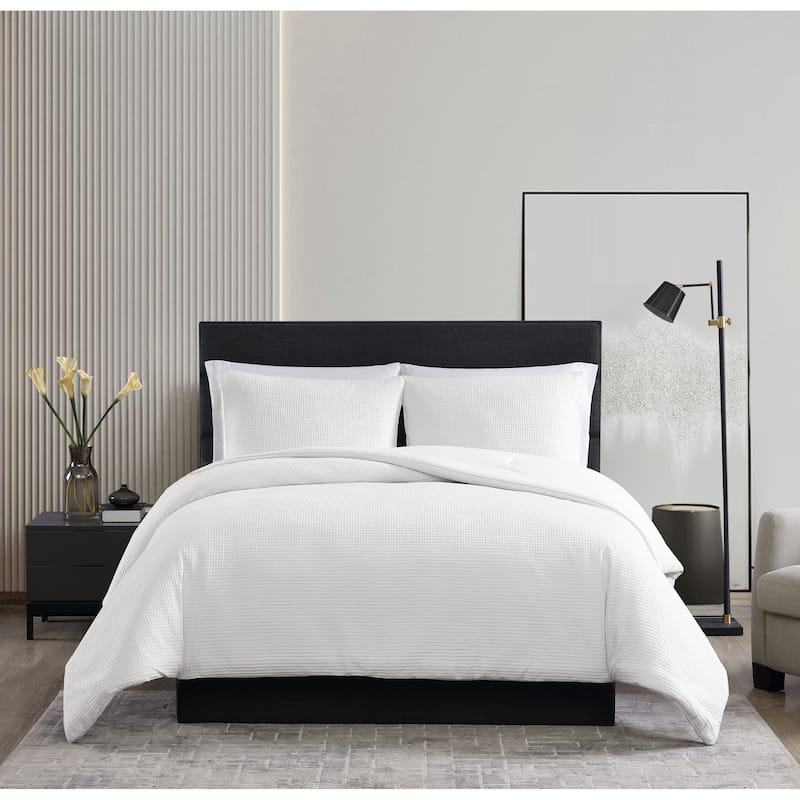 Vera Wang Waffle Pique Cotton Duvet Cover Set