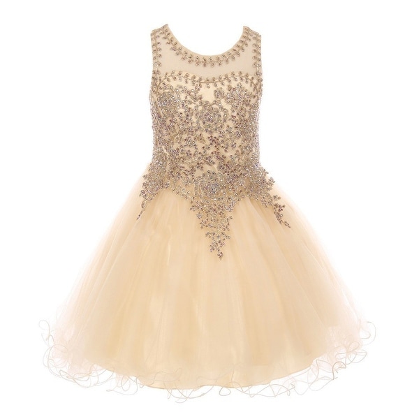 girls gold bridesmaid dress