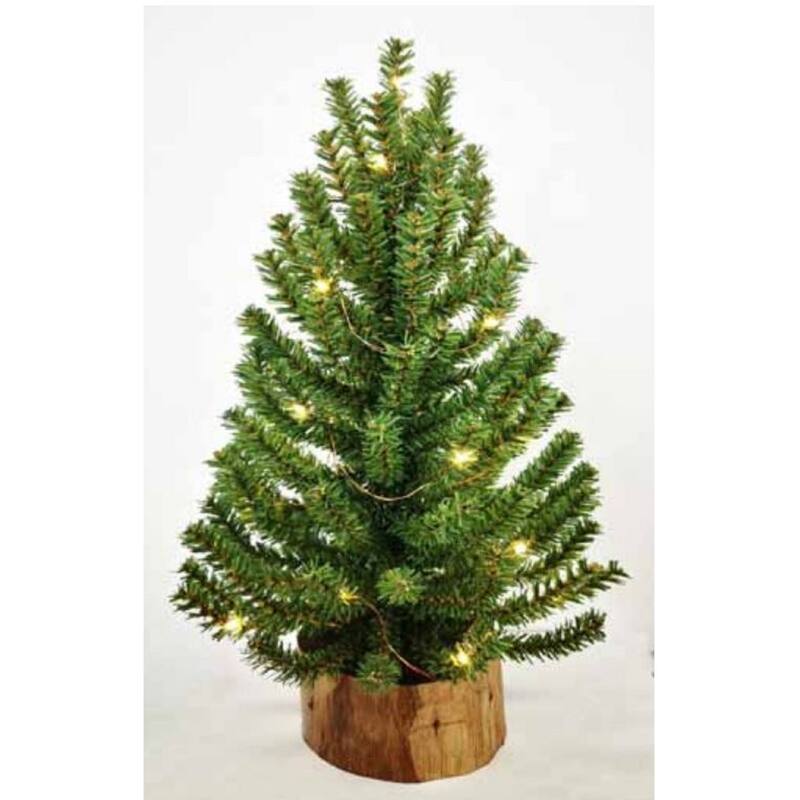 18" Battery Operated LED Warm White Table Top Tree - Green Upswept