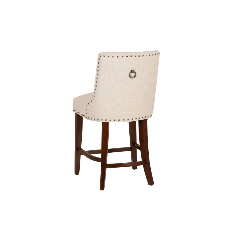 Linon Allard Beige Upholstered 25.5-Inch Counter Stool