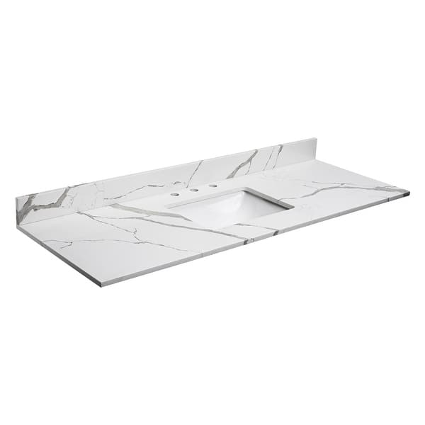 Bathlet Calacatta Quartz 60-in Single Sink Bathroom Vanity Top with ...