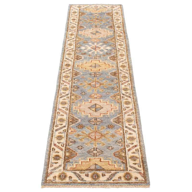 ECARPETGALLERY Hand-knotted Jules Serapi Sky Blue Wool Rug - 2'6 x 9'9