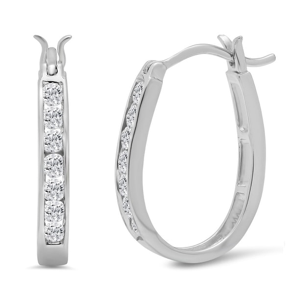 Amanda Rose AGS Certified 1/2ct tw Diamond Hoop Earrings in 10K White Gold