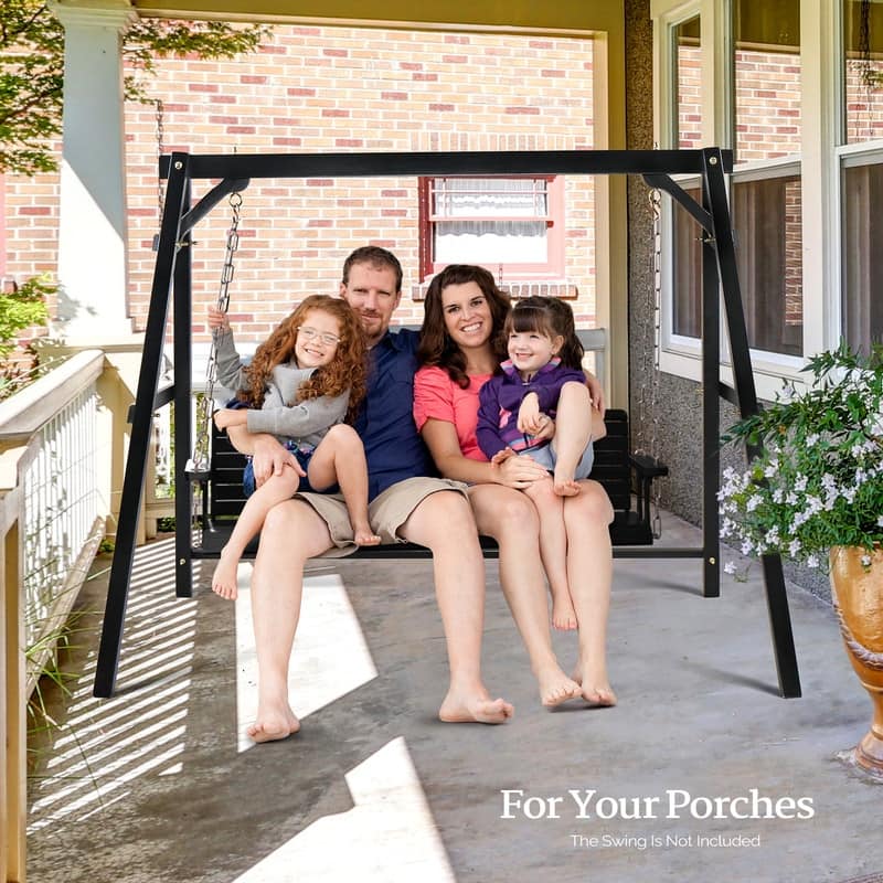 2-Person Carbonized Solid Wood Porch Swing Stand (without hanging swing)
