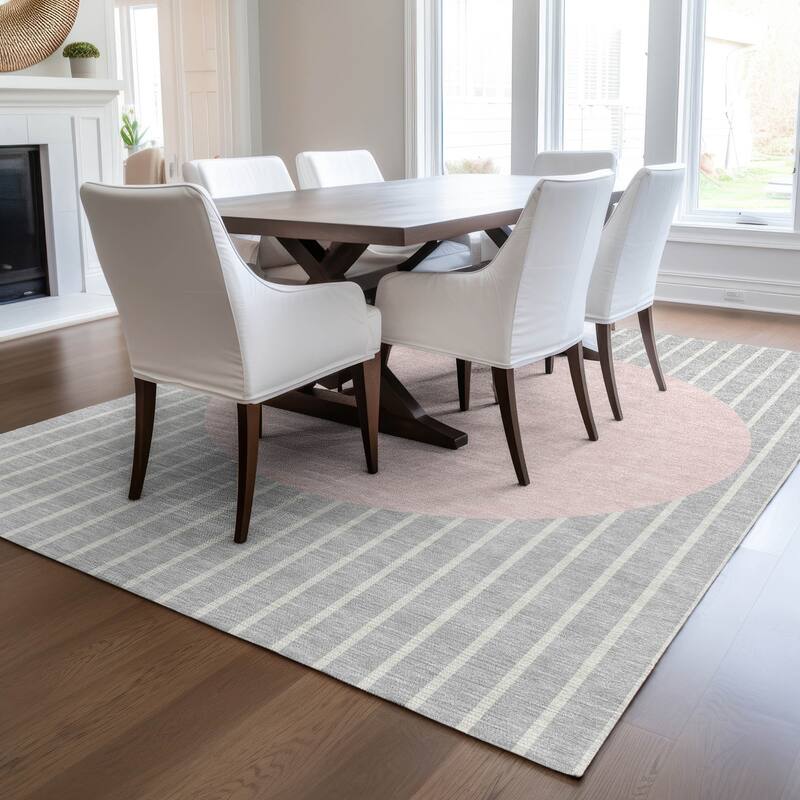 Machine Washable Indoor/ Outdoor Modern Sunrise Chantille Rug