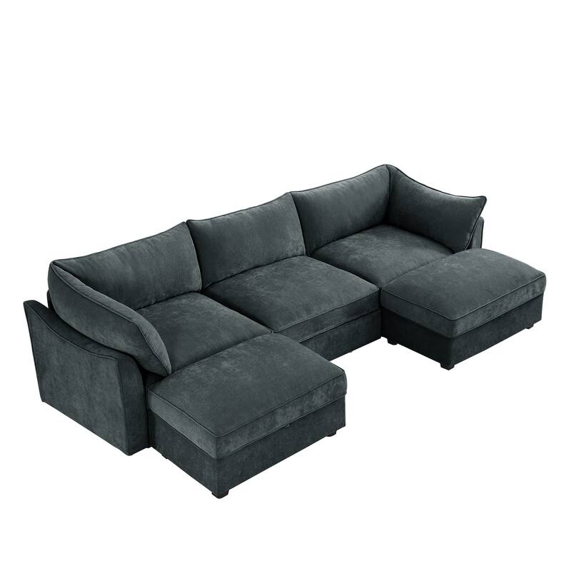 Oversized U Shape Modular Deep Seat Sofa Couch w/ Storage & 2 Ottomans
