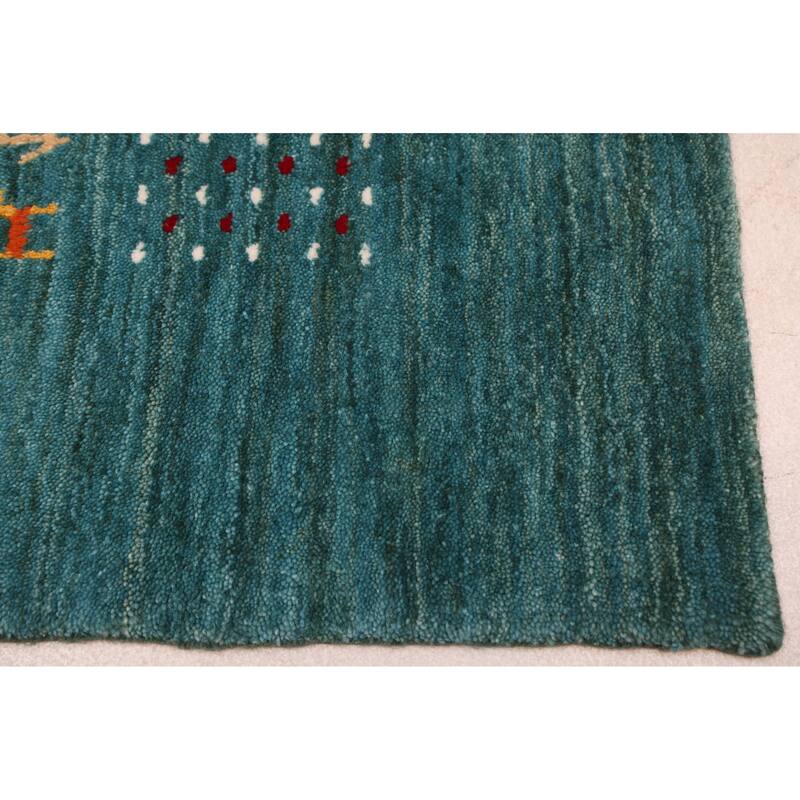 ECARPETGALLERY Hand Loomed Kashkuli Gabbeh Turquoise Wool Rug - 4'11 x 7'11