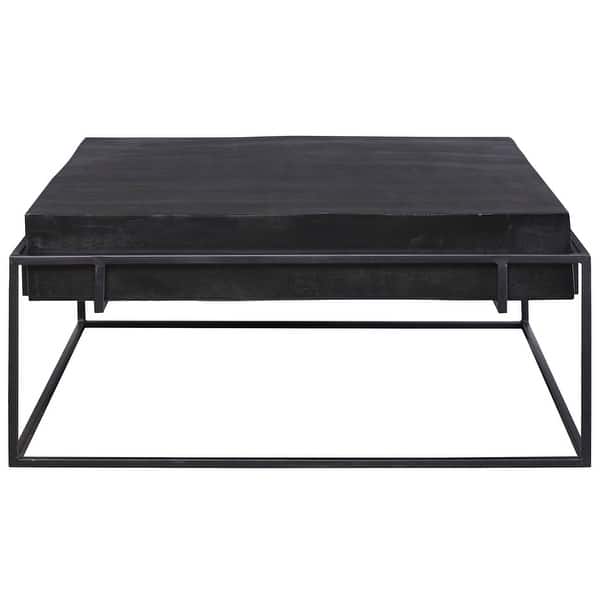 slide 1 of 1, 35" Black Modern Style Rectangular Coffee Table
