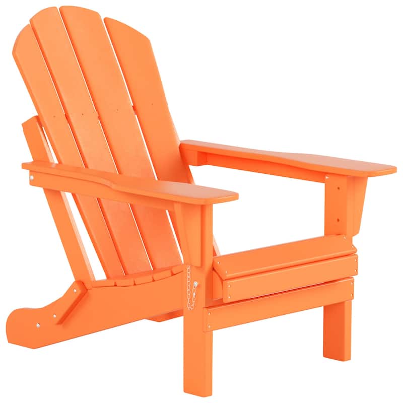 Polytrends Laguna Hdpe All Weather Outdoor Patio Foldable Adirondack Chairs With Side Table (3-Piece Set)