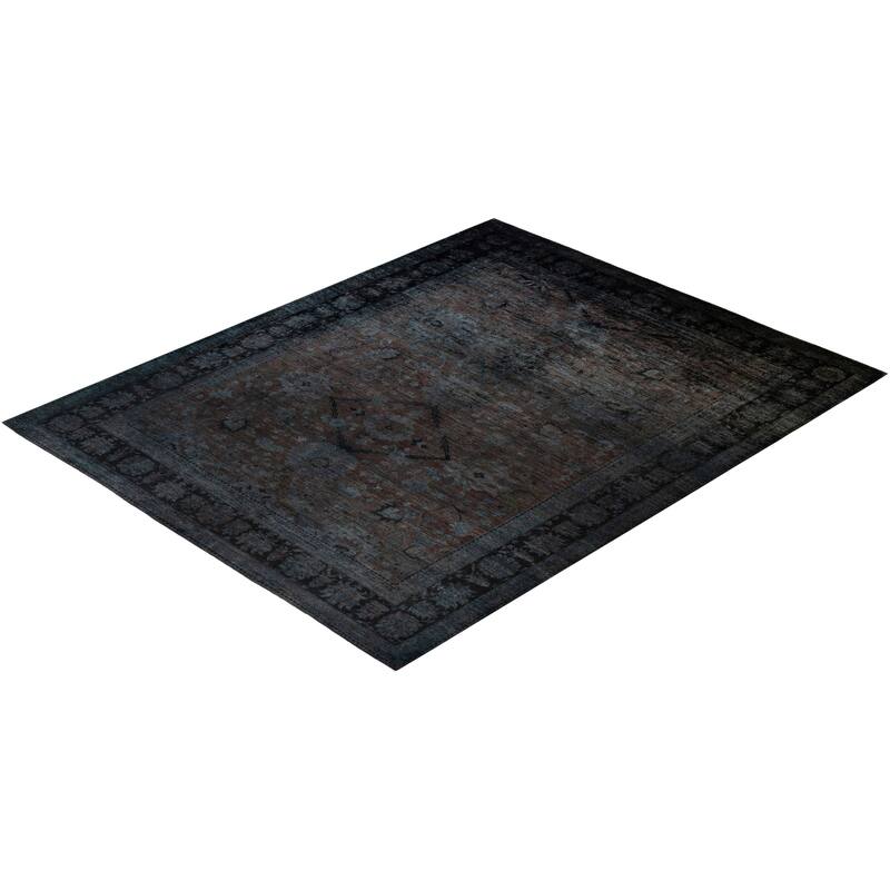 Overton Hand Knotted Wool Vintage Inspired Modern Contemporary Overdyed Brown Area Rug - 12' 0" x 14' 8"