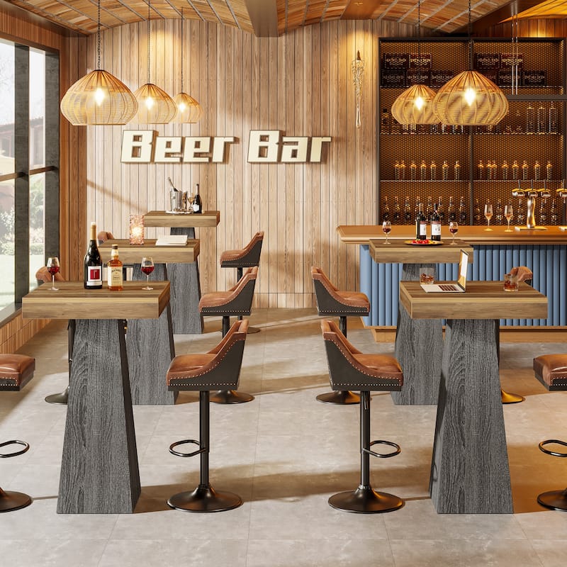 37.4" Bar Table High Square Pub Table for Small Bars
