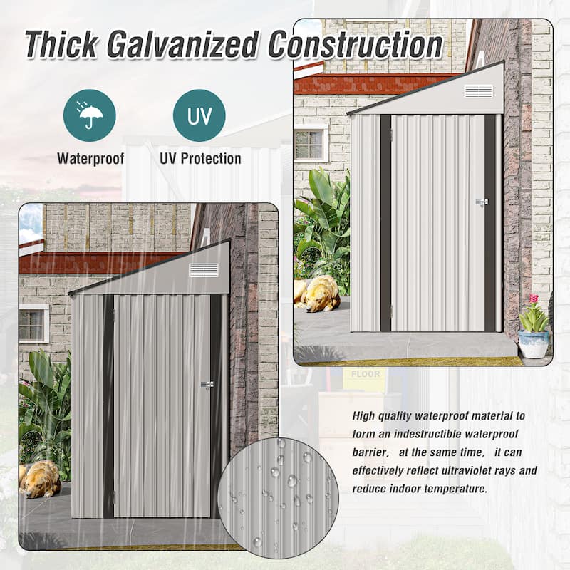 4*8FT Storage Shed, Single Hinge Door, Solid Structural Design, Good Ventilation, Surface With Protective Film