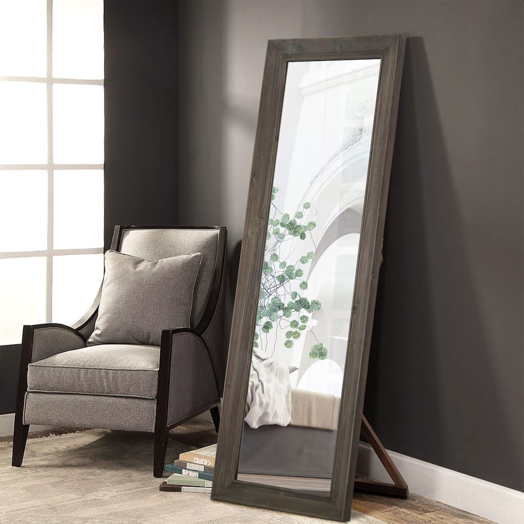 Wood Bedroom Dressing Full-length Mirror with Standing