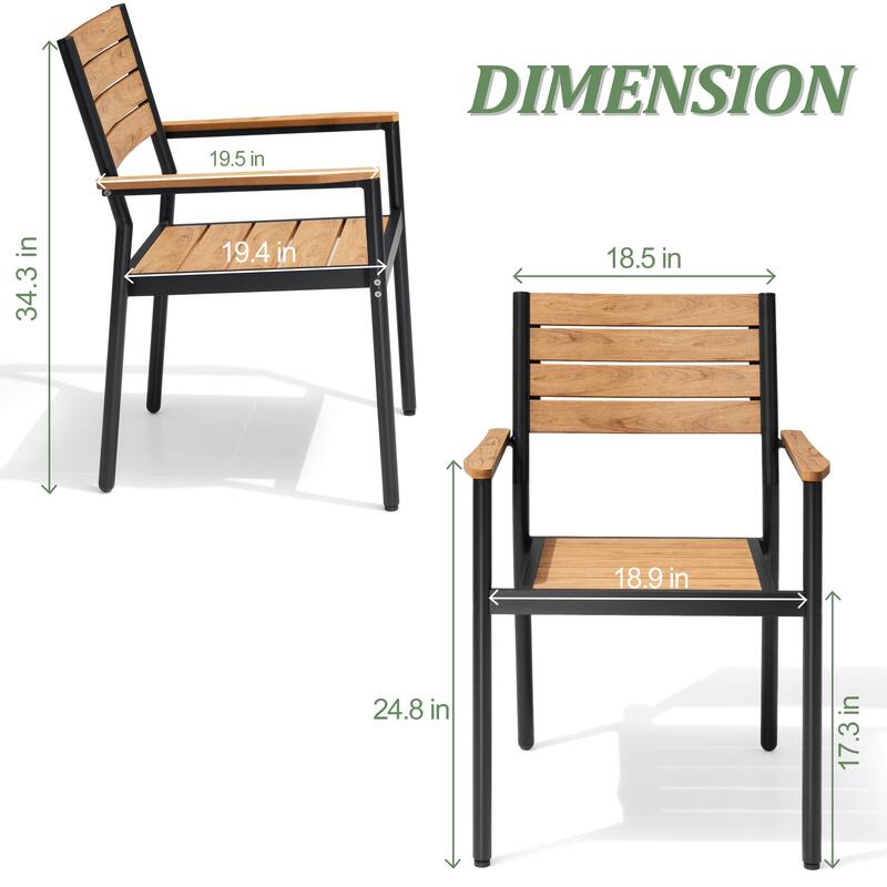 Pellebant 7/9PC Outdoor Rectangle Aluminum Dining Table with Stackable Chairs
