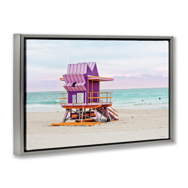 Stupell Purple Lifeguard Building Framed Floater Canvas Wall Art Design By Seven Trees Design