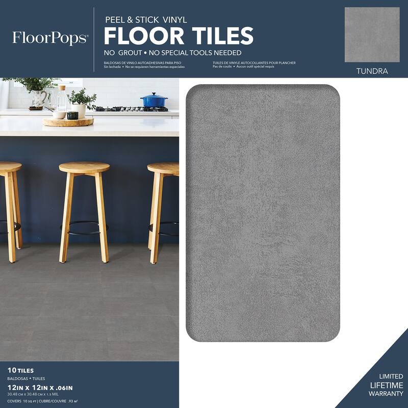 FloorPops Tundra Peel & Stick Floor Tiles