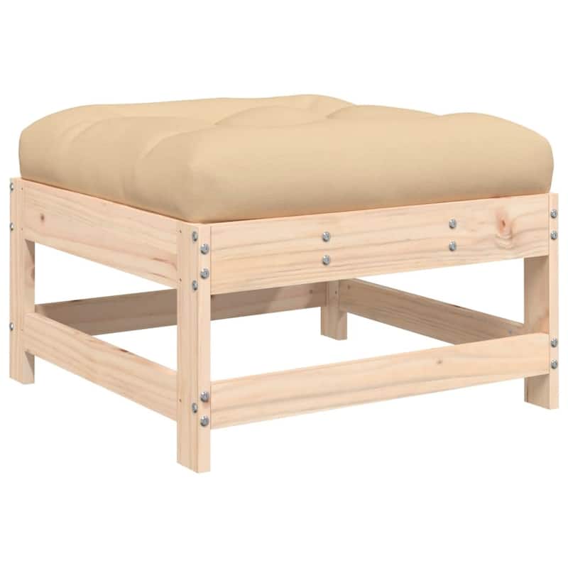 vidaXL Garden Lounge Set Beige, Natural Wood - 24.4 x 24.4 x 12.6