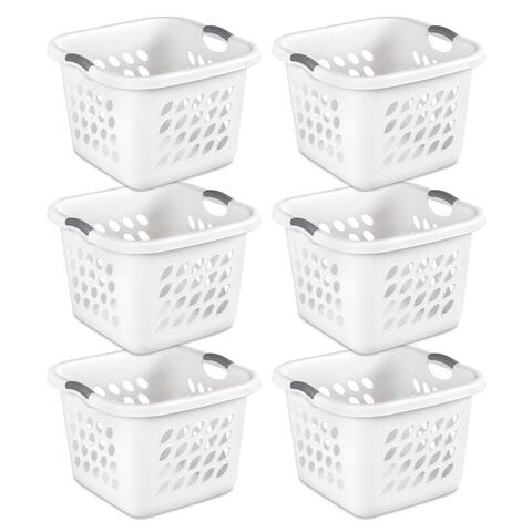STERILITE Square Laundry Baskets, White - Case of 6