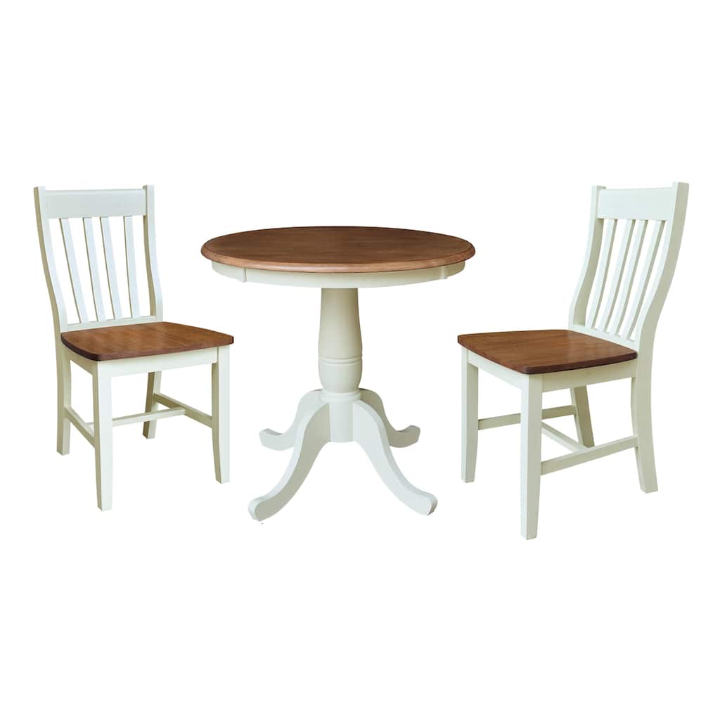 30" Wood Round Top Table with 2 Dining Chairs