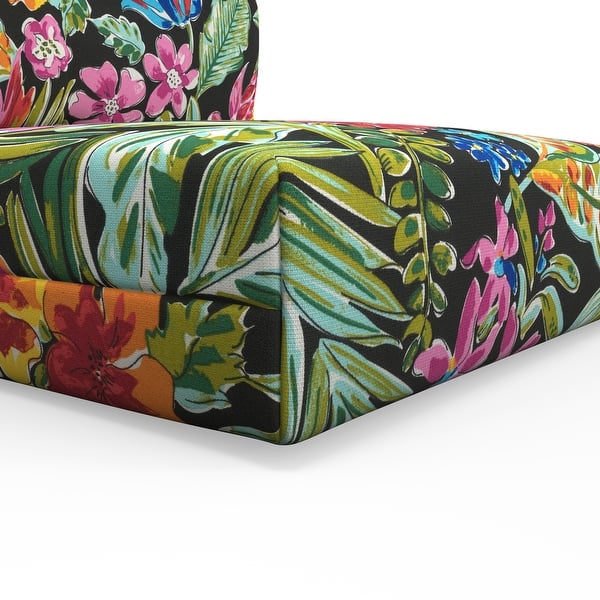 slide 2 of 2, Pillow Perfect Outdoor/Indoor 100% Acrylic Seat Back & Cushion Set, Weather Resistant, Fade Resistant Polyester - 80" X 23" X 3" - Indoor/Outdoor - Single - Paradise Island Black