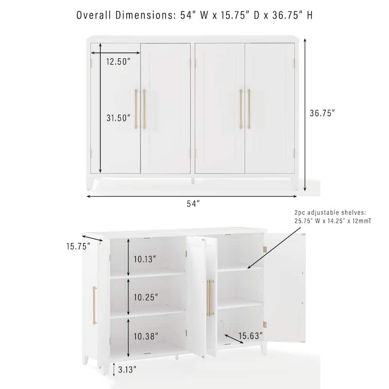 Roarke 3Pc Sideboard And Pantry Set W/ Glass Door Hutch