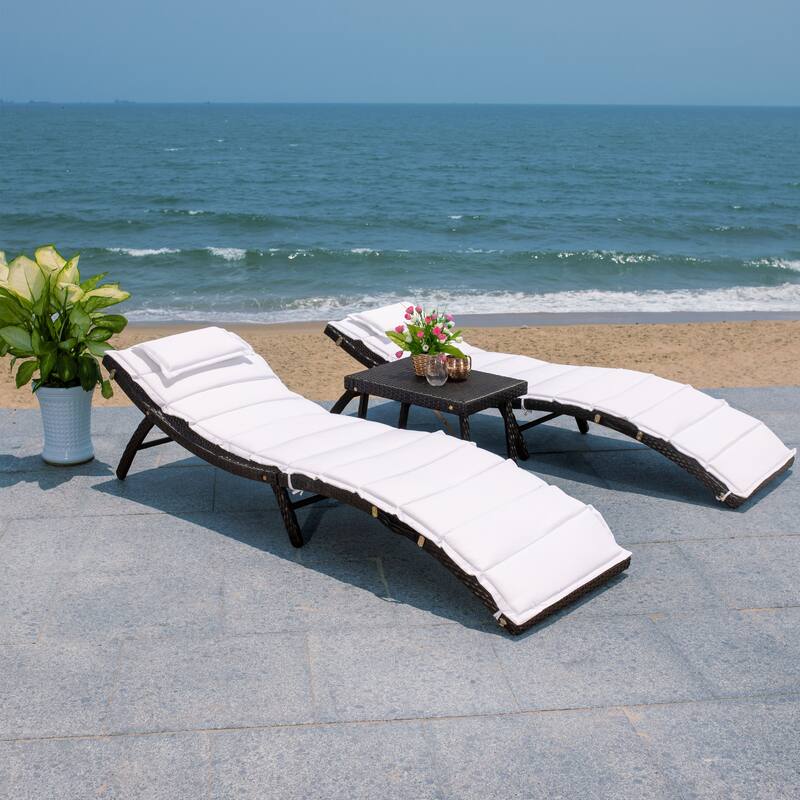 SAFAVIEH Outdoor Blaguna 3-Piece Sun Lounger Set - 83Wx20Dx24H - Black