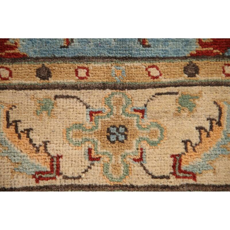 Light Blue Kazak Oriental Accent Rug Handmade Wool Carpet - 3'3"x 4'9"