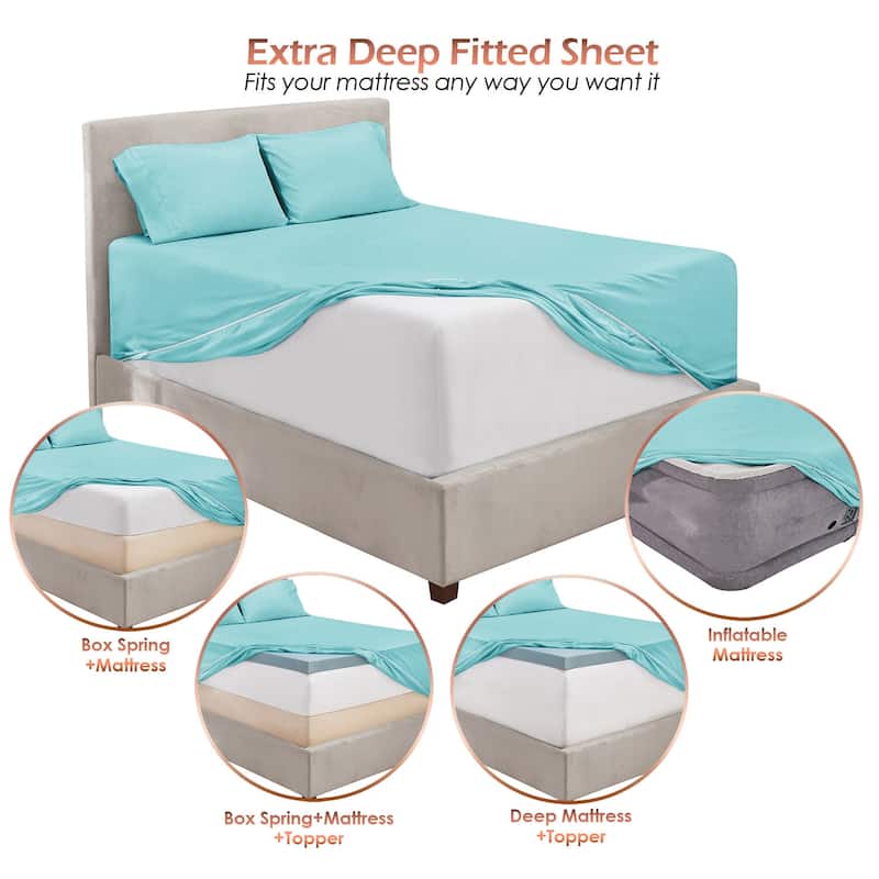 Empyrean Extra Deep Pocket Bed Sheet Set - Breathable, Super Soft Sheets with Extra Set of Pillowcases