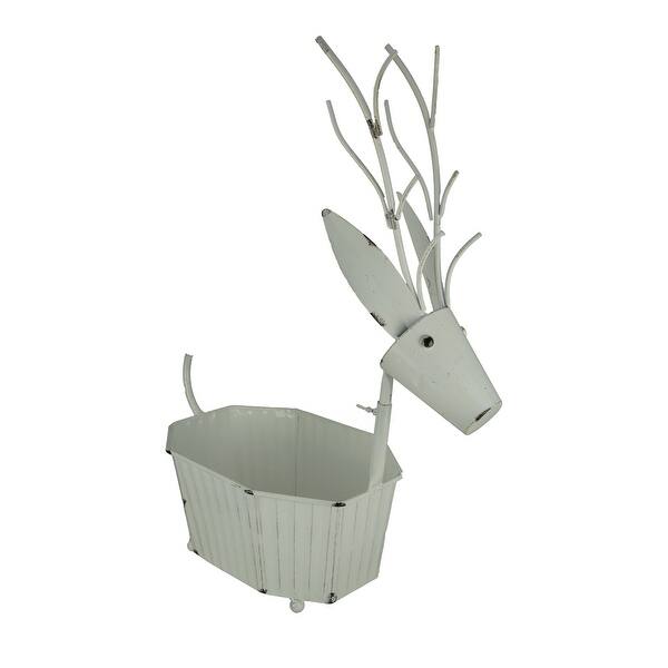 Rustic Metal Art Deer Indoor Outdoor Decorative Tub Or Planter Sculpture 25 5 X 19 75 X 8 5 Inches Overstock 29204222 White Can the recycled metal giraffes and ostriches be left in the garden or are they for indoor/protected outdoor use only ? usd