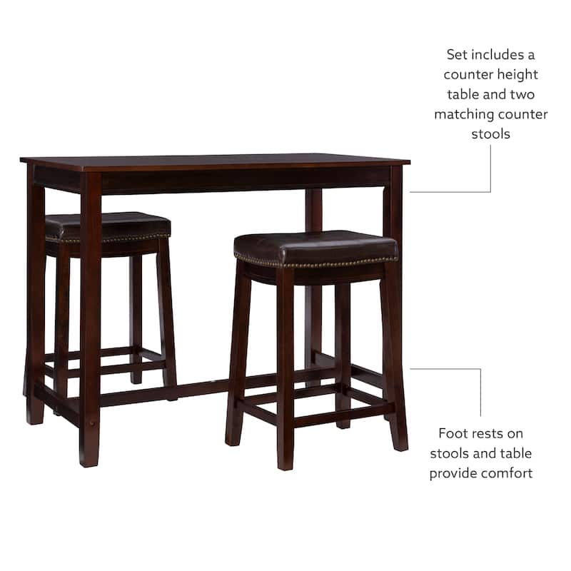 3-Piece Counter Table and Stools - 47.25" - Brown