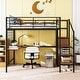 preview thumbnail 3 of 12, Full Size Metal Loft Bed with Desk and, Stylish Metal Frame with Lateral Storage Ladder and Wardrobe, Black